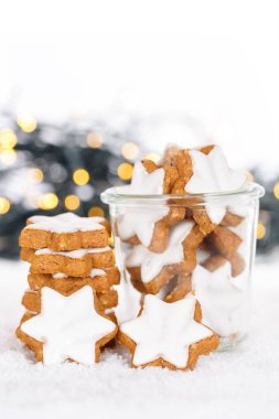 Noel çerezleri tarçın Fırın Fırın portre biçimi kar kış boşaltmak kopya alanı metin yıldız