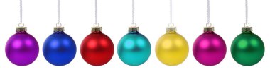 Noel topları baubles renkler afiş deco dekorasyon beyaz bir arka plan üzerinde izole