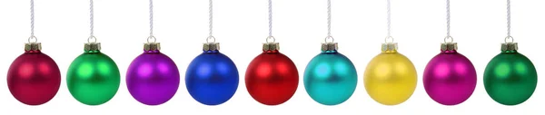 Ballen Kerstballen Kleuren Banner Kerstdecoratie Geïsoleerd Een Witte Achtergrond — Stockfoto