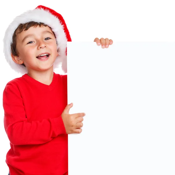 Niño Niño Navidad Santa Claus Sonriendo Feliz Banner Vacío Copyspace —  Fotos de Stock