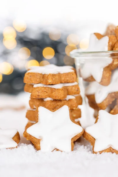 Karácsonyi Cookie Fahéj Csillag Portré Formátum Sütés Pékség Tél — Stock Fotó