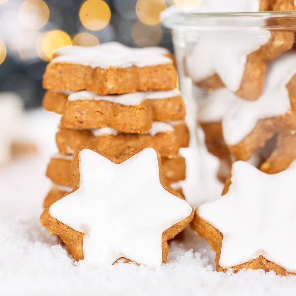 Karácsonyi Cookie Fahéj Csillag Tér Sütés Pékség Téli — Stock Fotó