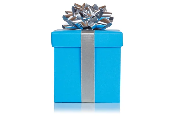 Regalo Cumpleaños Navidad Regalo Boda Caja Azul Aislado Sobre Fondo —  Fotos de Stock
