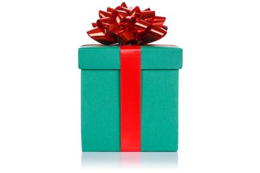 Beyaz bir arka plan üzerinde izole Christmas Doğum günü hediye mevcut düğün koyu yeşil kutu