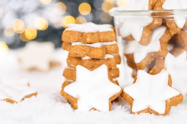 Karácsonyi Cookie Fahéj Csillag Sütés Pékség Tél — Stock Fotó