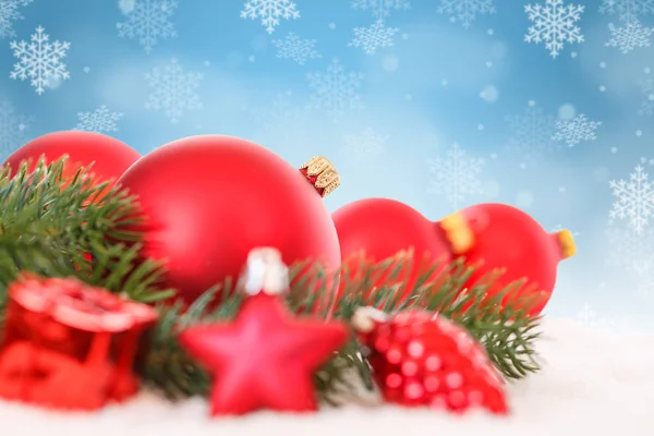 Bolas Navidad Rojo Decoración Bolas Nieve Invierno Copyspace Copia Espacio — Foto de Stock
