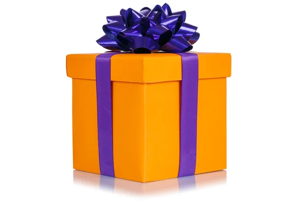 Regalo Regalo Navidad Cumpleaños Boda Deseo Naranja Caja Aislada Sobre — Foto de Stock