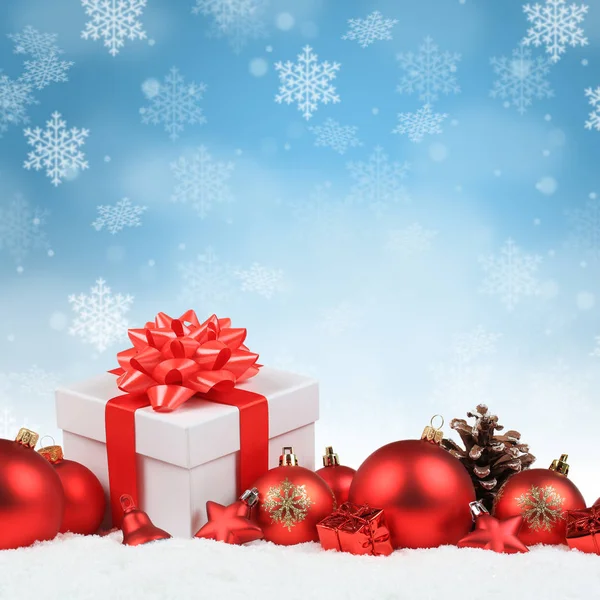 Regalos Navidad Presenta Bolas Bolas Decoración Cuadrado Copos Nieve Fondo Fotos De Stock Sin Royalties Gratis