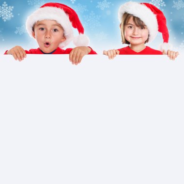 Noel çocuklar Noel Baba kare kartı boş afiş boşaltmak kopya alanı
