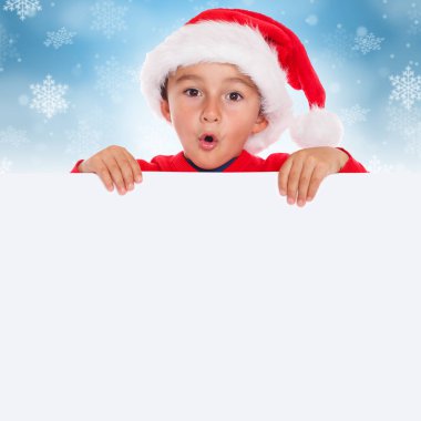 Noel çocuk çocuk çocuk kart Noel Baba boş afiş boşaltmak kare şaşırmış şaşkın kopya alanı