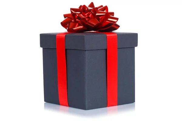 Подарунок Подарунок Різдвяний День Народження Весілля Побажання Чорна Коробка Ізольовані — стокове фото