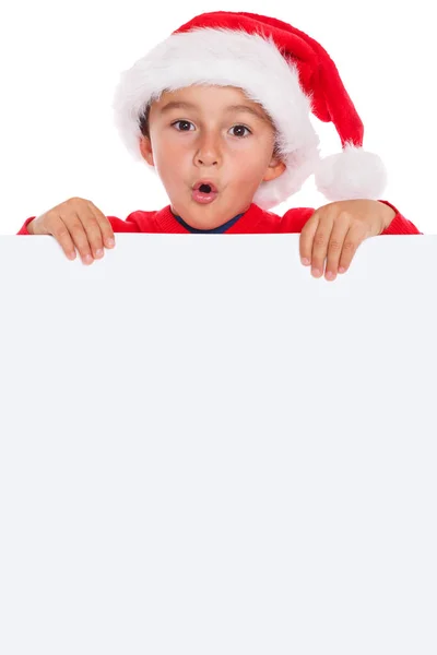 Kind Kind Kerstkaart Santa Claus Lege Banner Copyspace Portret Formaat — Stockfoto