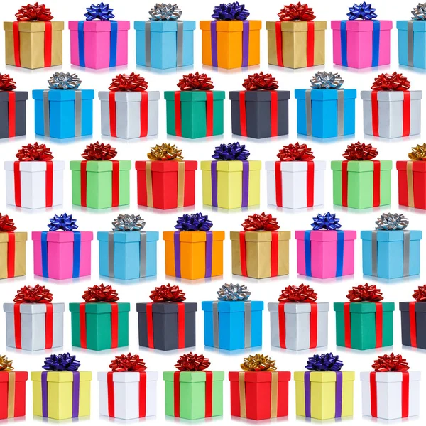 Many gifts collection presents Christmas background square birthday gift present isolated on a white background