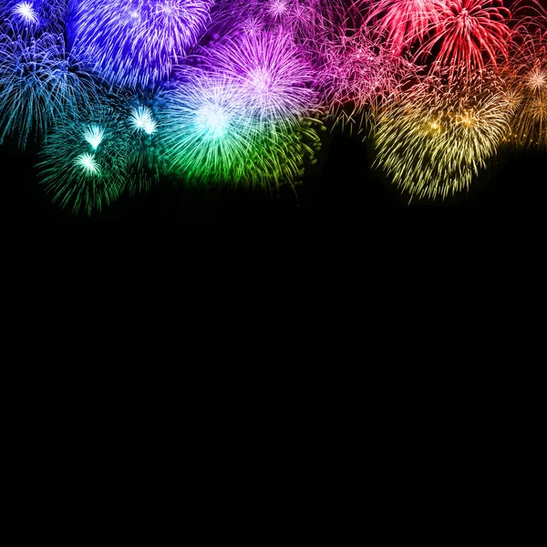 New Year Eve Fireworks Background Copyspace Copy Space Square Colorful — Stock Photo, Image