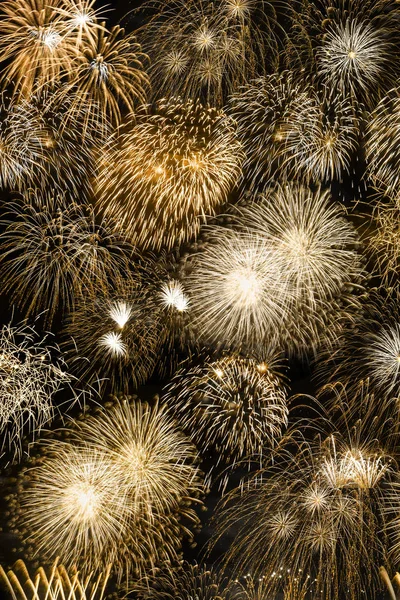 New Year Eve Fireworks Gold Golden Background Portrait Format Years — Stock Photo, Image