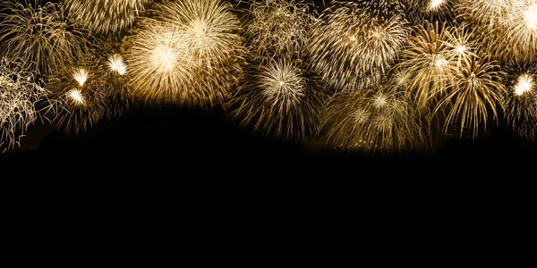 Πρωτοχρονιά Πυροτεχνήματα Χρυσό Χρυσό Φόντο Copyspace Αντίγραφο Χώρο Banner Χρόνια — Φωτογραφία Αρχείου