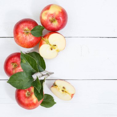 Elma elma meyve meyve yukarıdan kare sonbahar sonbahar copyspac