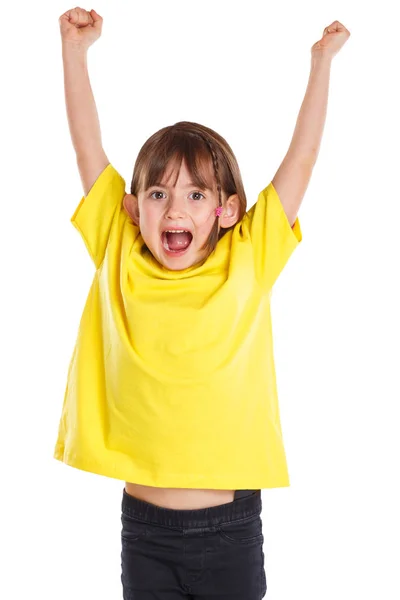 Gyermek gyerek lány boldog boldogság sikere sikeres jó móka Jumpin — Stock Fotó