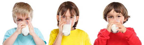 Kinder Kinder Mädchen Junge Milch trinken gesund essen bunt Iso — Stockfoto