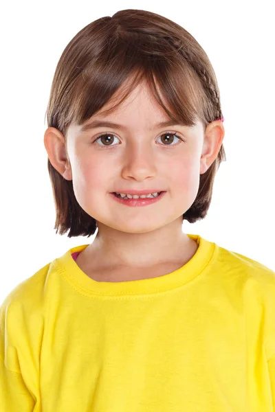 Criança criança menina retrato rosto isolado no branco — Fotografia de Stock