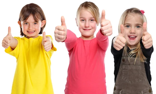 Grupp barn barn leende unga små flickor framgång winnin — Stockfoto