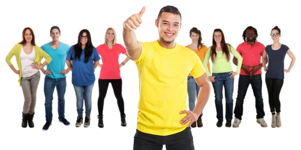 Group of friends success thumbs up successful young people isola — Stock Photo, Image