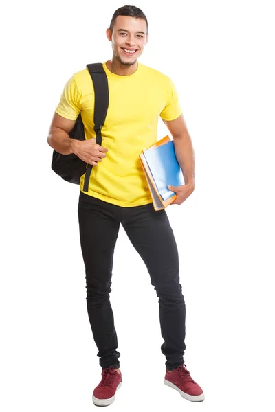 Student young man full body portrait smiling people isolated on — Stock Photo, Image