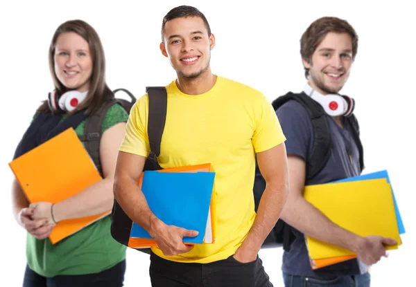 Estudiantes universitarios estudiantes jóvenes estudian educación sonriendo —  Fotos de Stock