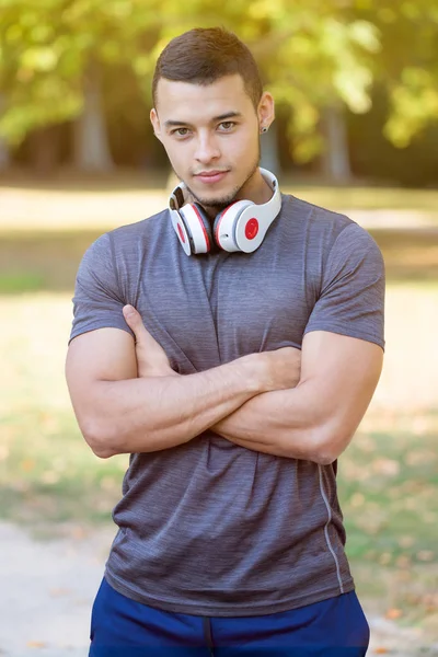 Portret loper jonge Latijnse man Running jogging sport training — Stockfoto