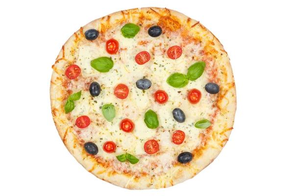 Pizza margarita margherita dall'alto isolata su bianco — Foto Stock