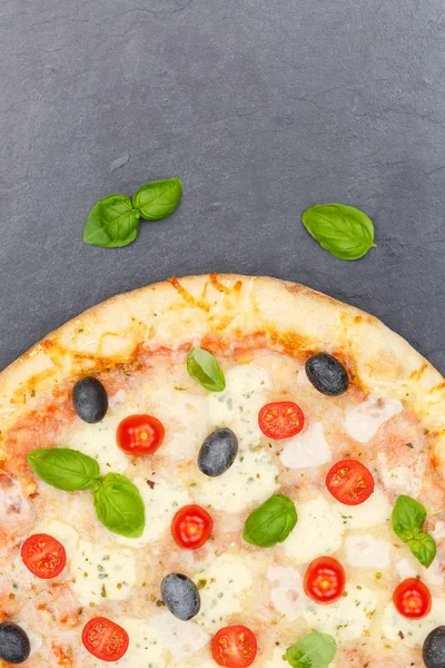 Pizza margarita margherita from above portrait format copyspace — Stock Photo, Image
