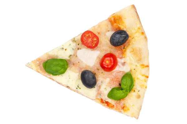 Pizza Margarita Margherita Scheibe von oben isoliert auf weiß — Stockfoto