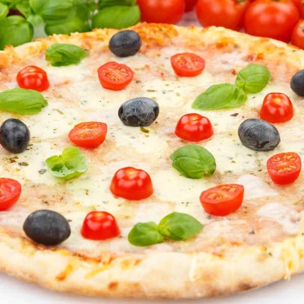 Pizza margarita margherita baking ingredients square close up on — Stock Photo, Image