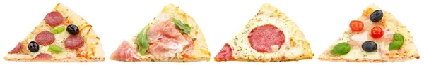 Pizza pizzas tranches collage de collecte de tranches isolé sur blanc — Photo