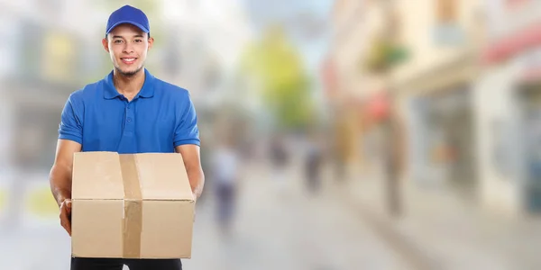 Pakket levering service doos package order leveren job Young l — Stockfoto