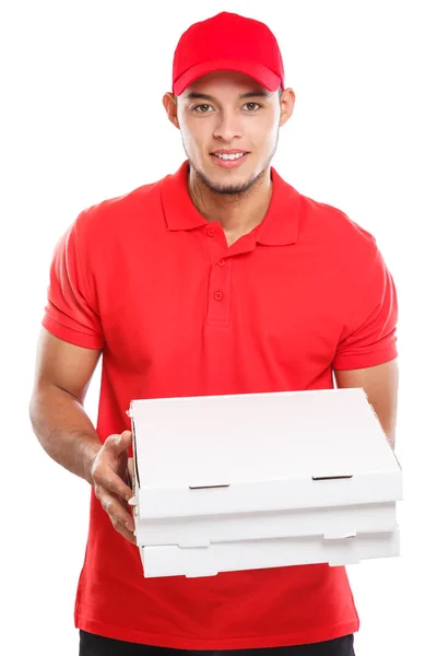 Pizza delivery latin man boy order delivering job deliver box yo — Stock Photo, Image