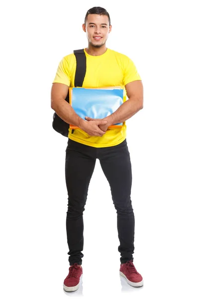 Student college jonge man full body portret lachende mensen isol — Stockfoto