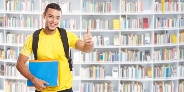 Successo degli studenti pollice su banner spazio copia copyspace — Foto Stock