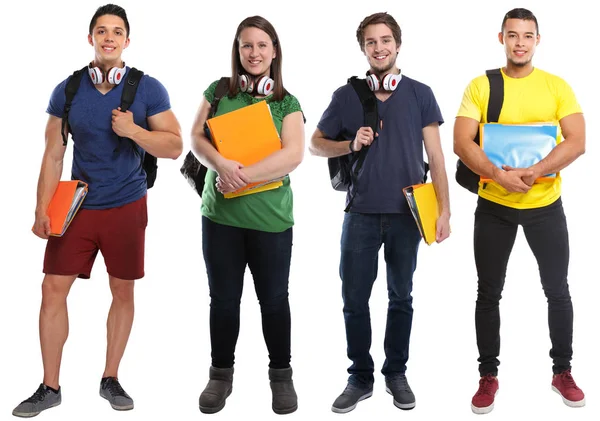 Group of students study education young people isolated on white — Stock Photo, Image