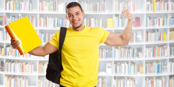 Student framgång framgångsrik banner stark Power Library människor — Stockfoto