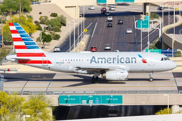 American Airlines Airbus A319 samolot Phoenix lotnisko — Zdjęcie stockowe