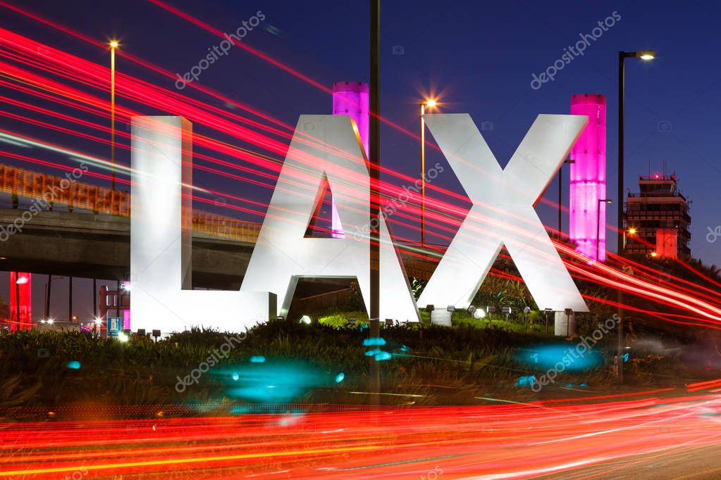 Los Angeles, California  April 12, 2019 Los Angeles airport (LAX) sign in the United States.