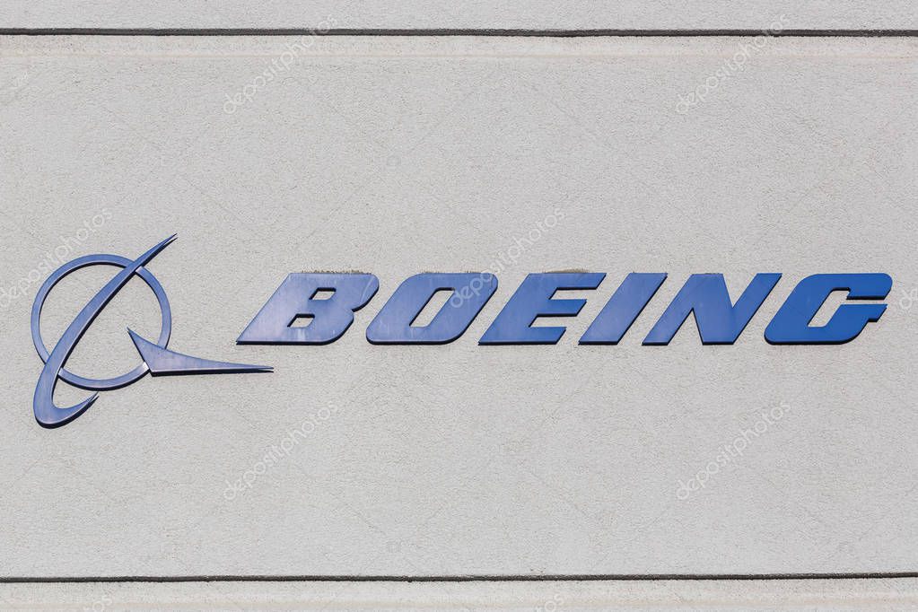 Los Angeles, California  April 12, 2019 Boeing Logo sign on a building at Los Angeles airport (LAX) in the United States.