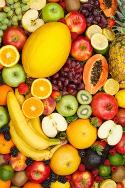 Meyve toplama gıda arka plan portre biçimi elma portakal