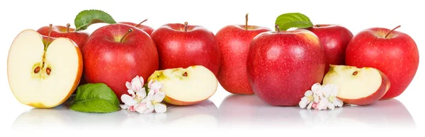 Яблучні фрукти червоні яблука свіжі фрукти ізольовані на білому фоні поспіль — стокове фото