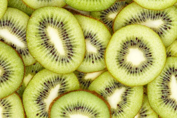 Kiwi frutas coleta comida fundo fatias kiwis frutas frescas — Fotografia de Stock