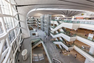 Pekin, Çin 30 Eylül 2019 Pekin Yeni Uluslararası Havaalanı Terminali (PKX).