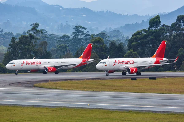 Medellin Colômbia Janeiro 2019 Avianca Airbus Airplanes Medellin Rion Airport — Fotografia de Stock