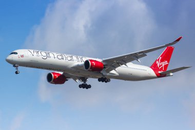 New York City, New York 29 Şubat 2020 Virgin Atlantic Airbus A350-1000 uçağı New York JFK havaalanında (JFK).