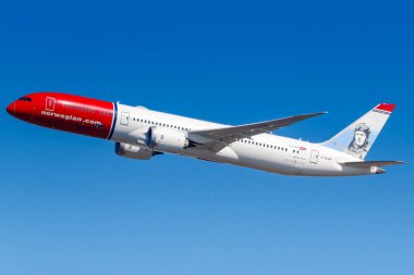 New York, New York 1 Mart 2020 Norveçli Boeing 787-9 Dreamliner uçağı New York JFK havaalanında (JFK).